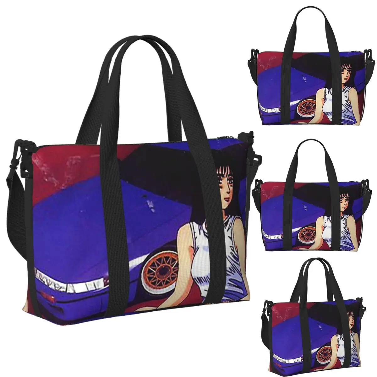 

Initial D Mako Super Eurobeat Anim Beach Travel Bag Large Capacity Tote Bags for Gym Yoga Women Shopping Duffle Shoulder Bag