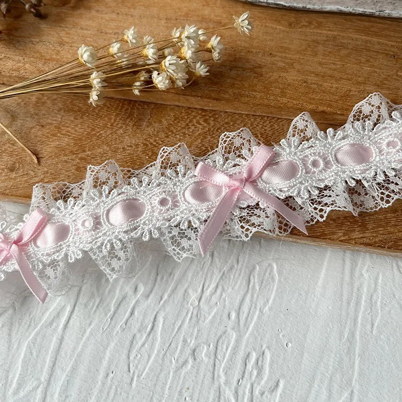 French Lolita Luxury Bow Lace Trim​ – High-End Ribbon Accessory for Women's Clothing, Hairband Decoration & DIY Crafts