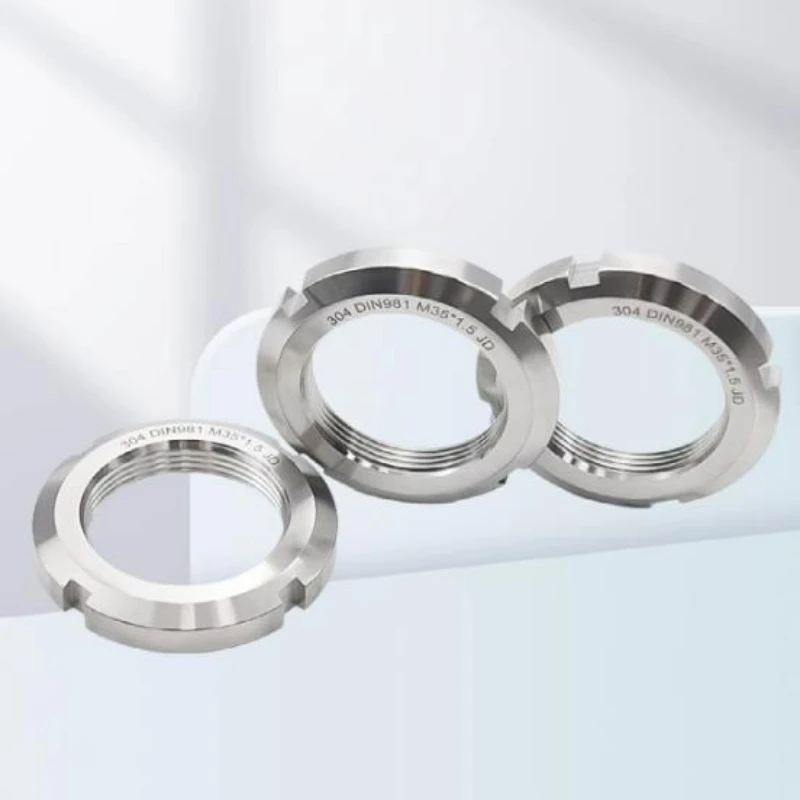 1/2/4/6pcs 304 Stainless Steel Round Nut DIN981 Slotted Bearing Locking Precision Round Nut M10 M12 M15 M17 M20 M25 M30-M100