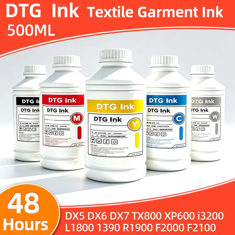 500ML 1L DTG Ink Textile Garment Ink For DX5 DX6 DX7 TX800 i3200 i1600 L1800 1390 R1900 F2000 F2100 F2200 L800 XP600 Printhead
