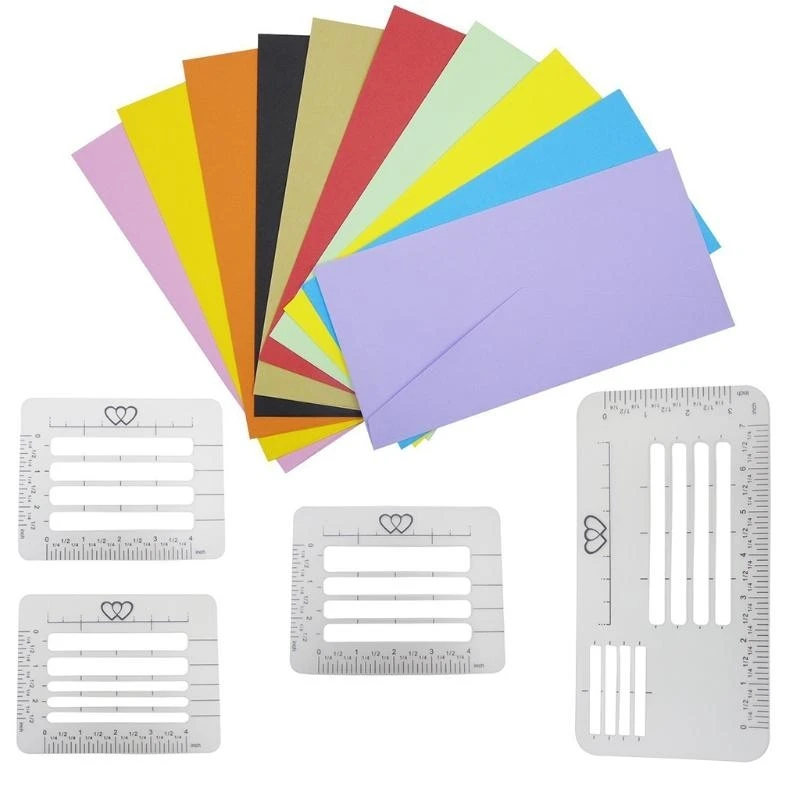 Picture 4: 4 Pcs Craft Addressing Guide Notebook Multi-use Letter Envelope Stencil Set Templates Rulers Diary Greeting Card