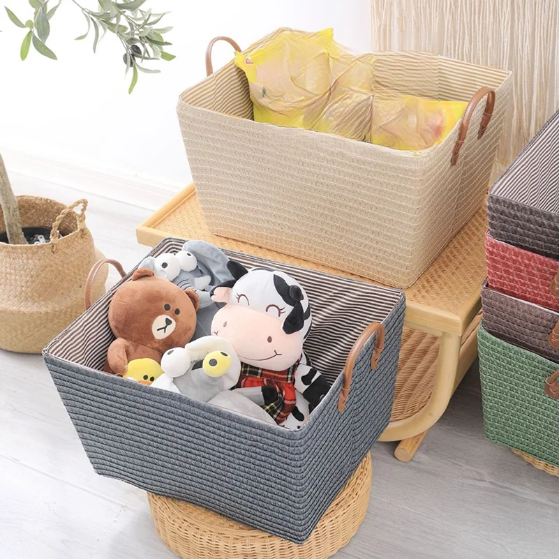 Wicker-style woven snack basket, foldable storage basket, straw toy basket with handle, storage basket, laundry basket
