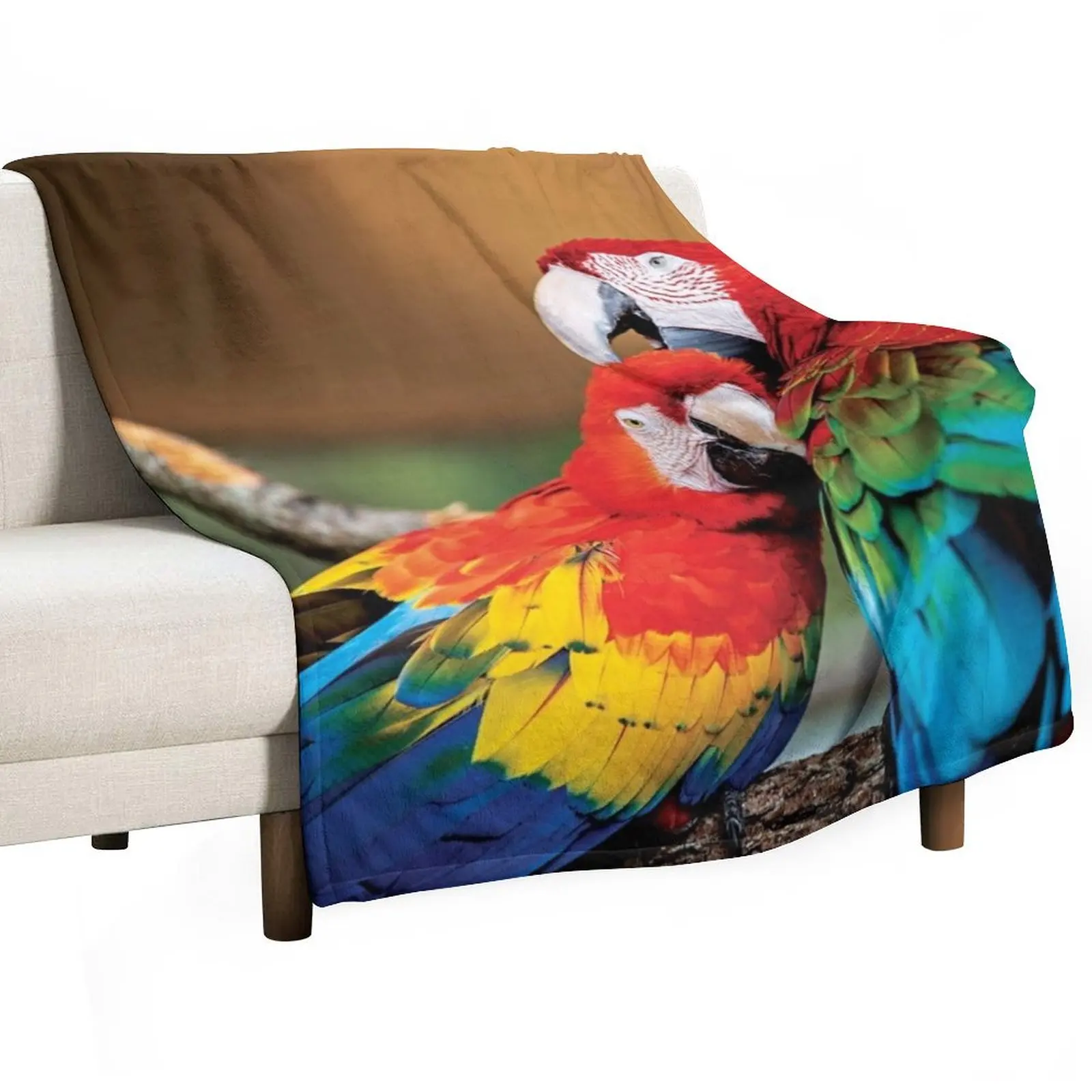 Macaw couple Throw Blanket Plaid Luxury Throw Soft Plaid Stuffeds halloween Plaid on the sofa Blankets