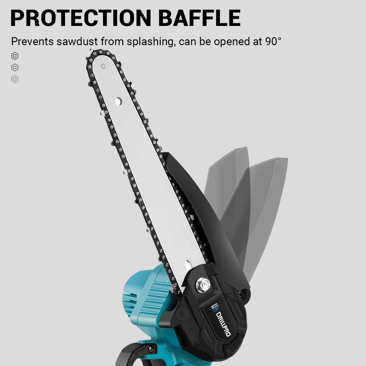 Drillpro 8 Inch Brushless Chain Saw Mini Handheld Pruning Chainsaw Woodworking Electric Saw Cutting Power Tool for Battery