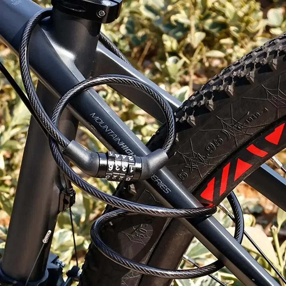 4-stelliges Passwort-Diebstahlschutz-Fahrradkabelschloss, tragbares universelles Codeschloss für MTB, Rennrad und Motorrad – Detail 3