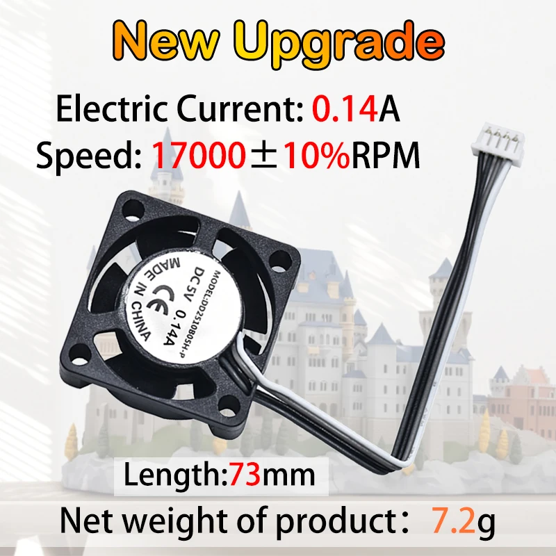 2510 Fan For Bambu Lab X1/P1 Hotend Cooling Fan With Cable Rapid cooling Fan For Bambu X1C P1S P1P 3D Printer Accessories