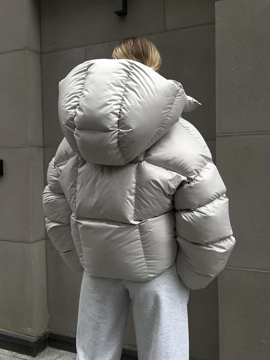 Dicker, warmer Puffer-Baumwollmantel, Damen-Brotjacke, Herbst-Winter, mit Kapuze, Steppjacke, mit Baumwolle gefütterte Langarm-Oberbekleidung