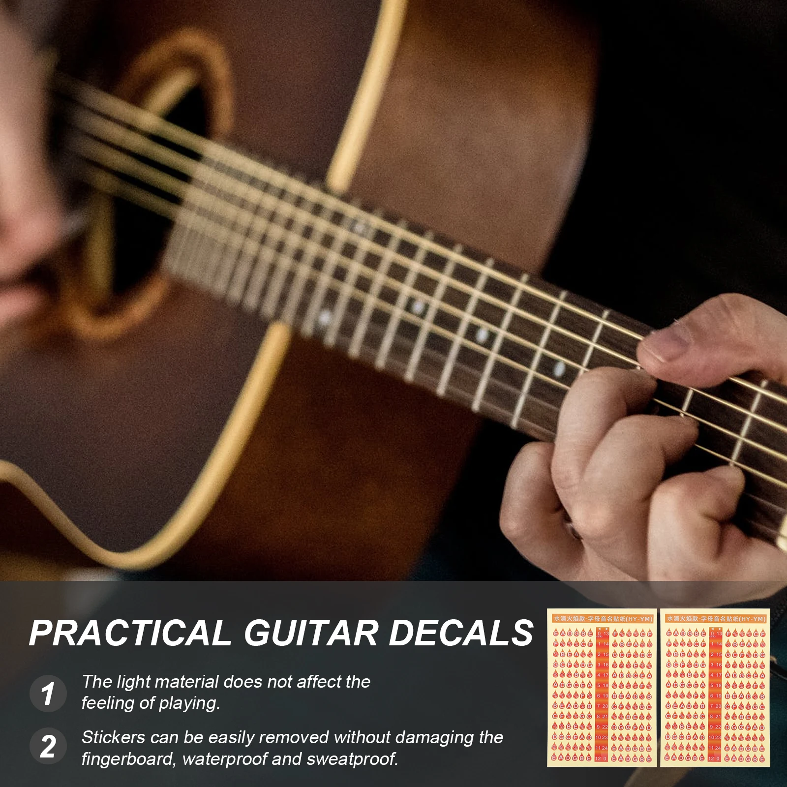 

2pcs Guitar Scale Stickers Fingerboard Notes Stickers Fretboard Accessories Practical Decals for Outdoor Guitar Practice Easy