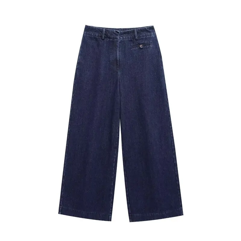 Printemps 2025 femmes nouveau col Simple orth Denim gilet taille moyenne pantalons longs Faion ensemble ort Sve décontracté Sle