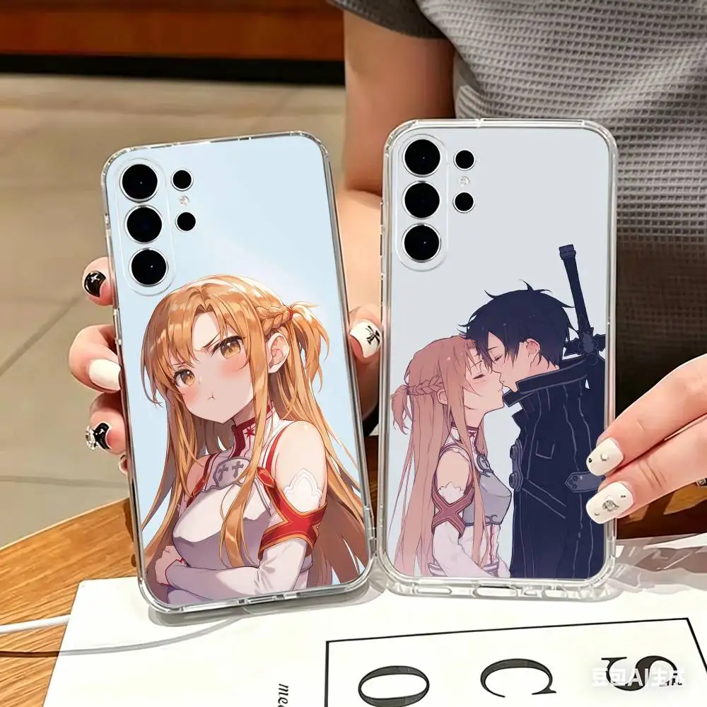SAO Sparkling Asuna Clear Hard Phone Case For Samsung S25,24,23,22,21,10,9,Ultra,Plus,Lite Transparent Cover