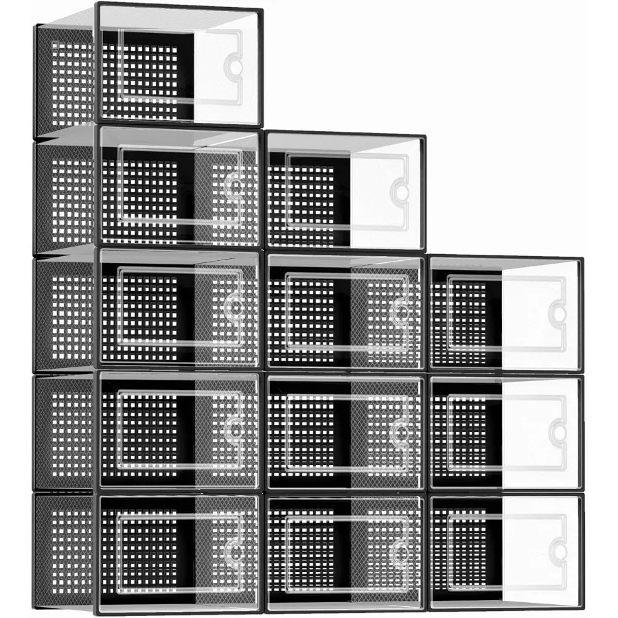 

XLarge Shoe Storage Boxes Organizers Clear Plastic Stackable 12 Pack Shoe Rack Holder Substitute Sneaker Containers Toy Storage