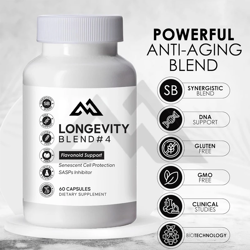 Blend # 4 anti-aging, containing lutein, quercetin, Rhodiola rosea, cell defense immunity, and energy support -60 capsules