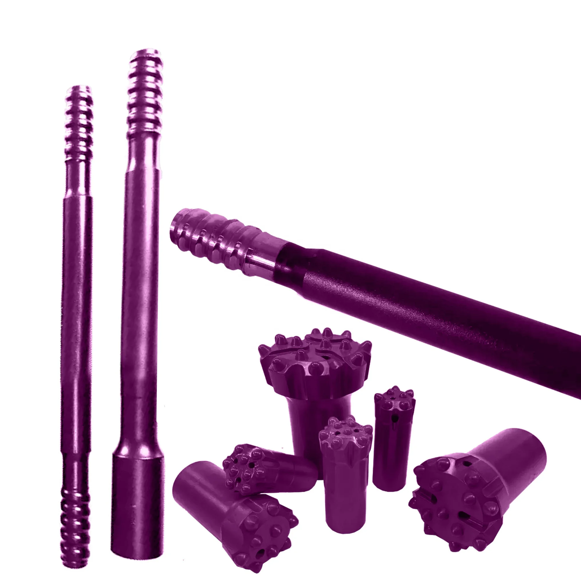 Rock Drill Rod  Mining Drilling Tools T45 Top Hammer Threaded Extension Drill Rod