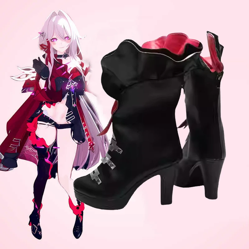 

Thelema косплей для игры Honkai Impact 3rd cos черные туфли для увеличения роста красные туфли с воротником женские на заказ A