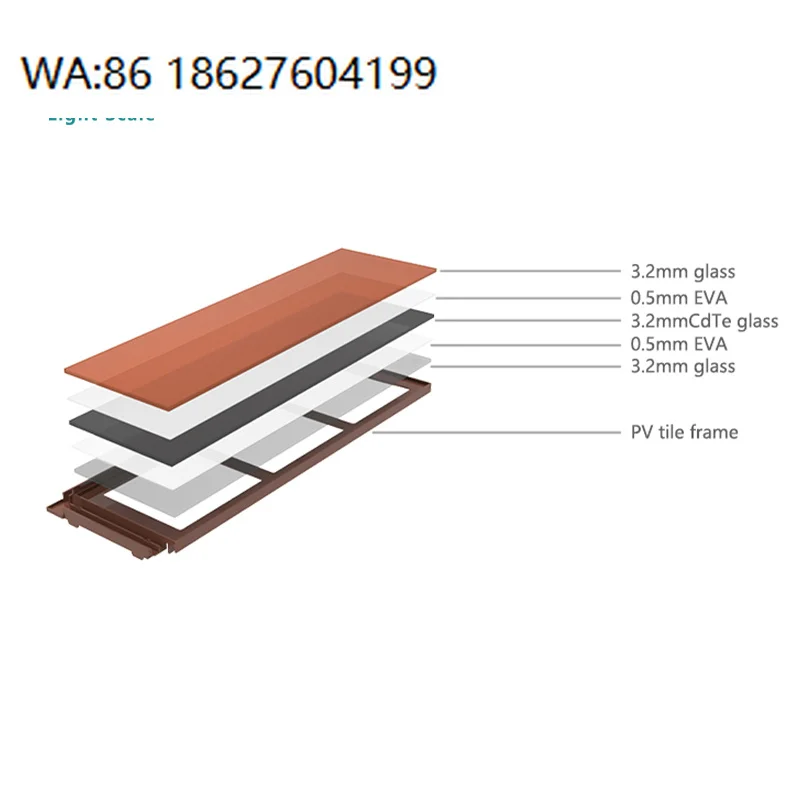 Xjd01 Bipv Cdte Solar Roof Tiles Red Double Glass High Efficiency Flat Roofing Hotel Roof Durable