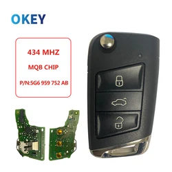 Okey Remote Car Key 434MHz MQB Chip Keyless-go For Volkswagen MQB Golf VII MK7 For Skoda Octavia A7 2017  PN/: 5G6959752AB