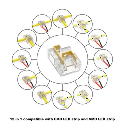 12 In 1 Compatible With COB LED Strip And SMD LED Light Strip Multifunctional Wire Connectors 2 Pin For 8mm 10mm Terminal Blocks