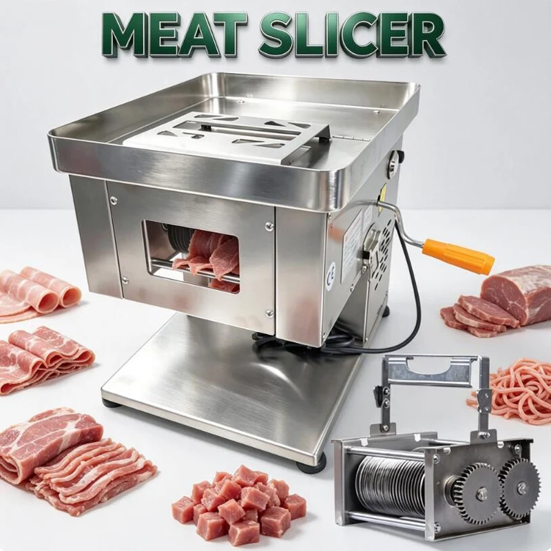 1100W Meat Cutting Machine Commercial Electric Stainless Steel Fresh Meat Slicing Shredding Cutting Machine