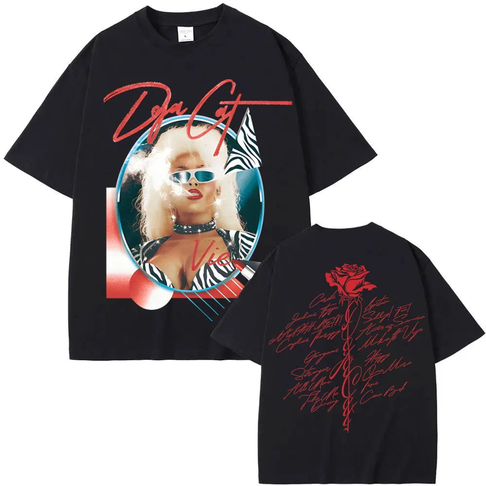 KOSZULKA DOJA CAT UNISEX-DLA DOROSŁYCH OFICJALNA LISTA SKŁADU ALBUMU DOJA CAT Koszulka Doja Cat Identyczna Oficjalnej Stronie Internetowej Wysokiej Jakości Koszulka Bawełniana Okrągły Dekolt