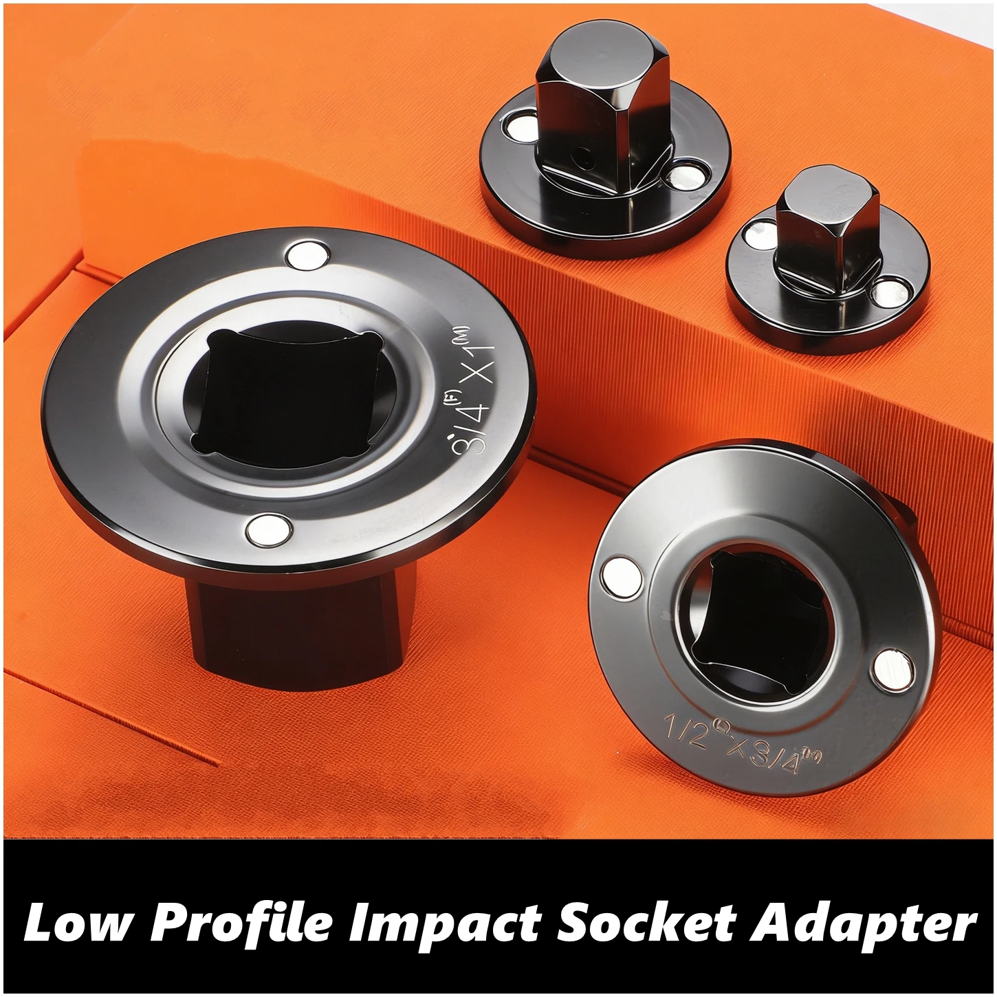 Low-Profile Impact Socket Adapter Set Magnetic Drive Ratchet Adapter 3/8-1/2,1/4-3/8,3/4-1,1/2-3/4 Designed for Tight Spaces