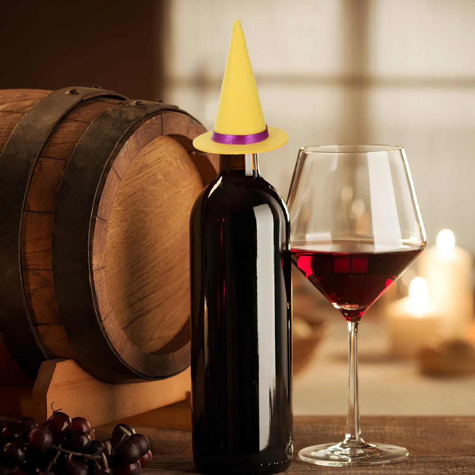 

12Pcs Mini Felt Witch Hats Halloween Party Decoration Lightweight Bottle Cupcake Toppers DIY Crafts Table Centerpieces