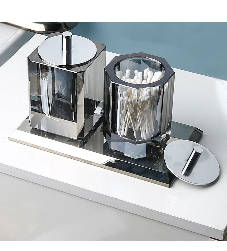 Creative Crystal Toothpick Box Storage Tank Cotton Swab Box Modern Simple Room Toilet Washstand Restaurant Toothpick HolderZC739