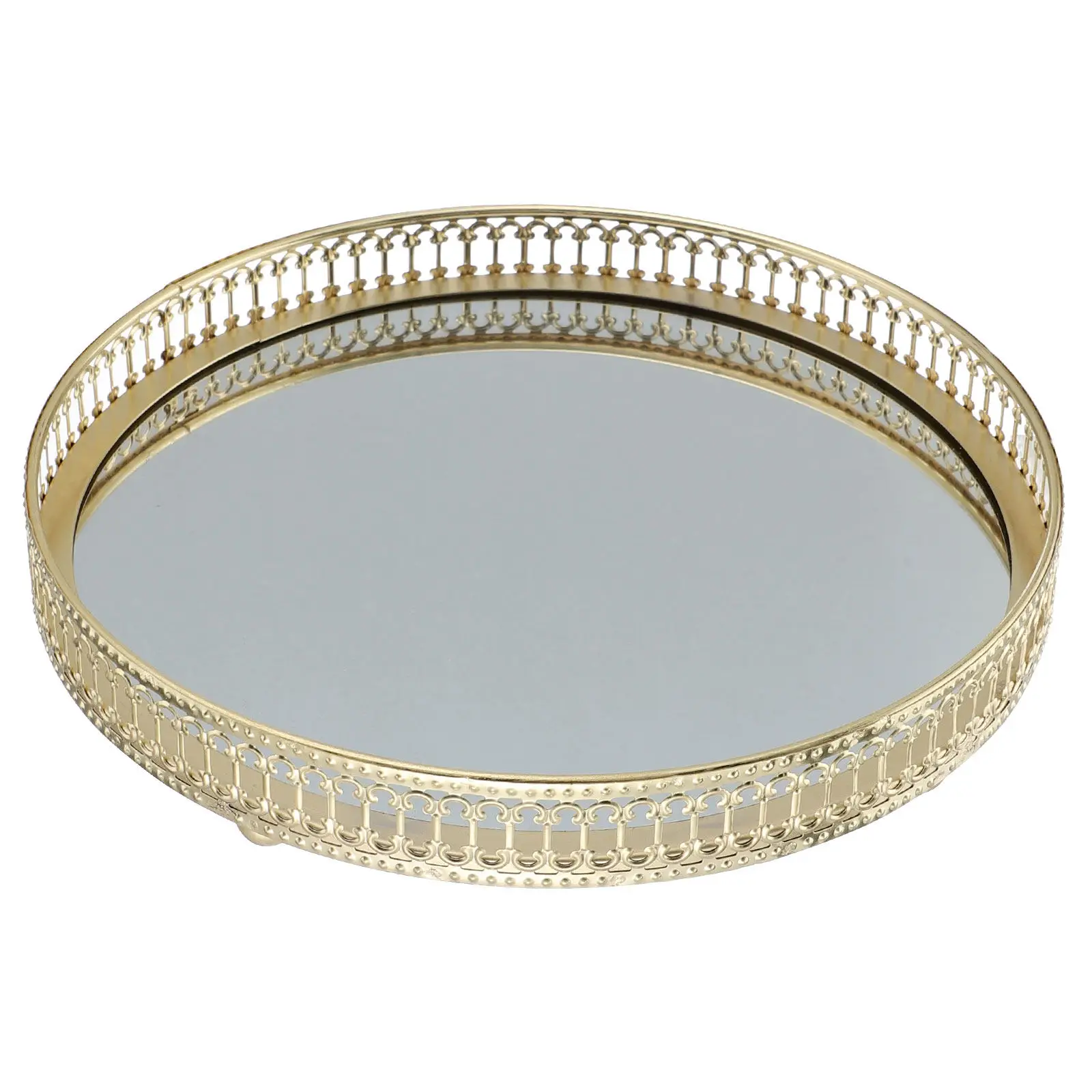 1Pcs Jewelry Storage Plate European Style Glass Mirror Multipurpose Cosmetics Tray Decorative Holder for Home Kitchen Wedding