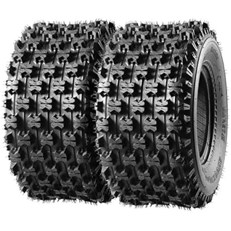 ATV Rear Tires 20x10x9 Two-Piece Non-Directional Tubeless Set Load Index 34 Speed Rating J 275 Pounds Capacity 11.5mm Tread Dept