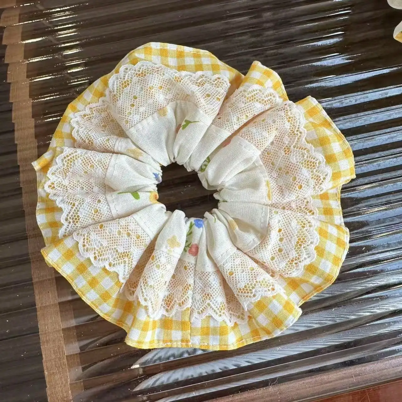 

A Bright Yellow Fresh Sweet Scrunchie Hair Accessory