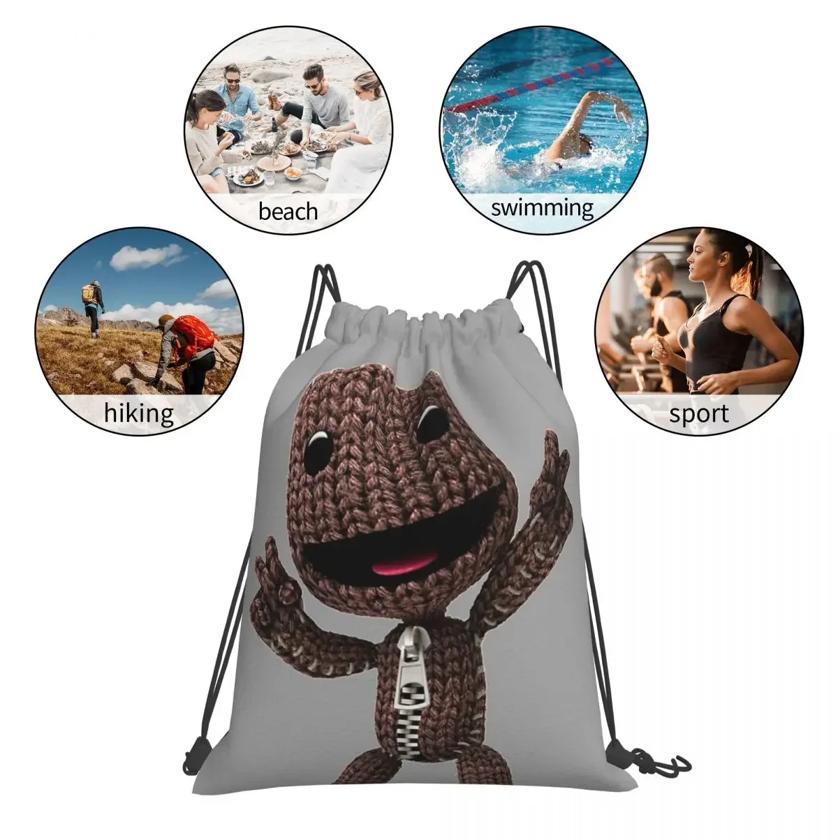 LBP Sackboy Backpacks Multi-function Portable Drawstring Bags Drawstring Bundle Pocket Sports Bag BookBag For Man Woman Students