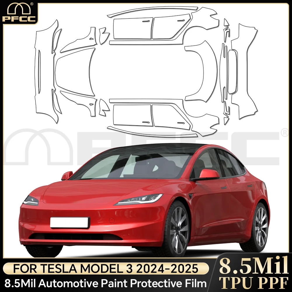 

Пленка для защиты кузова автомобиля из ТПУ 9 мил, предварительно вырезанная, для Tesla Model 3 Highland 2024-2025 Performance, антицарапийная, прозрачная, комплект PPF