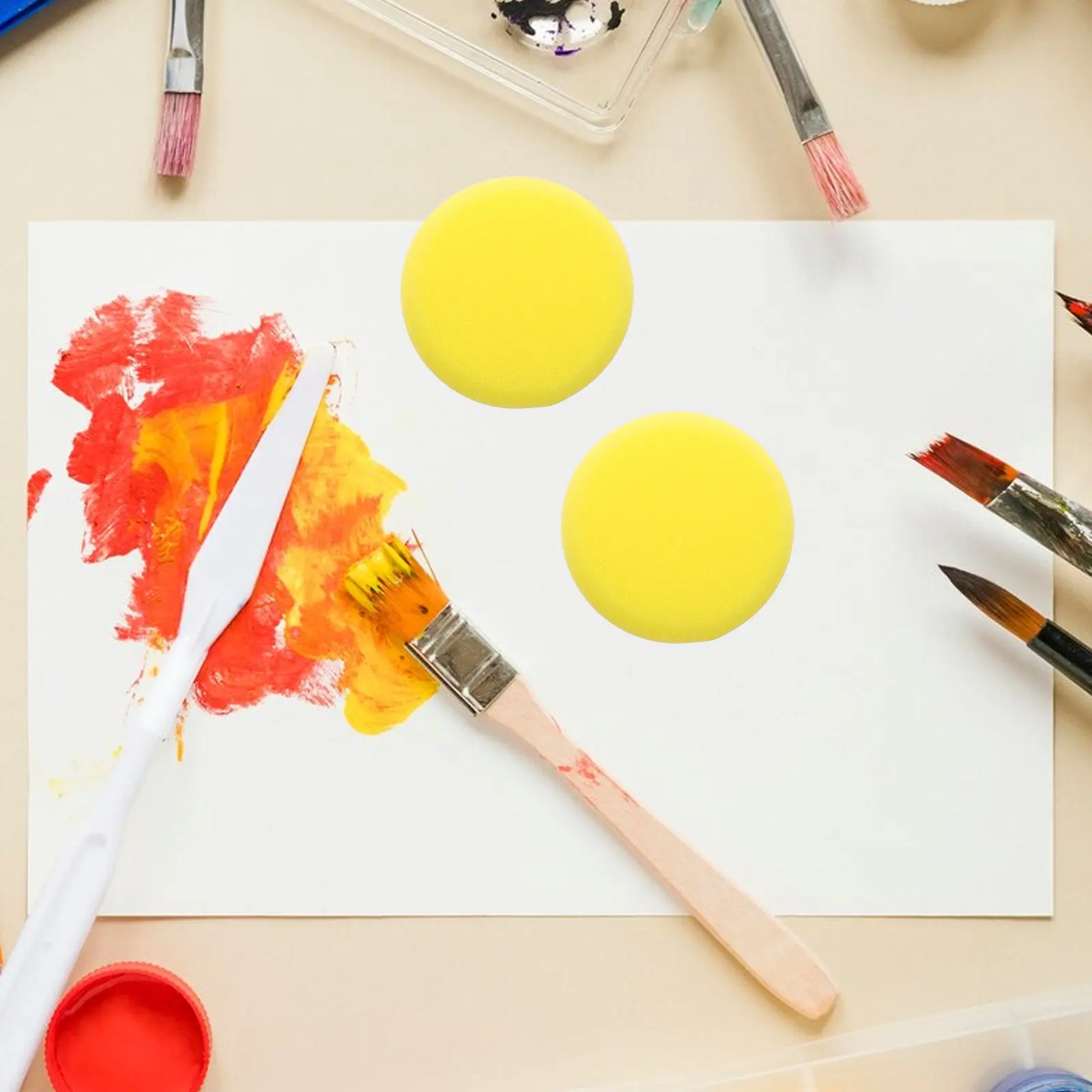12Pcs Round Sponge Stamps Highly Absorbent for Watercolor Gouache Painting DIY Stamping Texture Art Craft Projects Artist