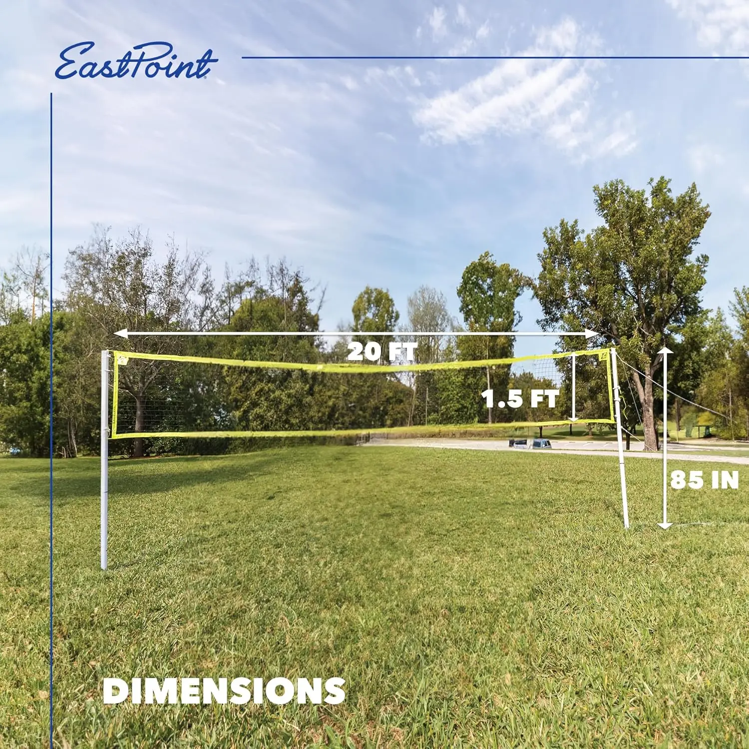 Adjustable Height 2-in-1 Volleyball Badminton Set with 4 Rackets, Shuttlecocks, and Volleyball for Outdoor Sports