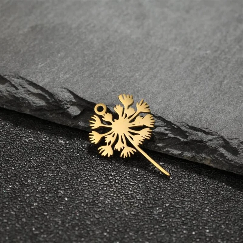 5Pcs/Lot Plant Dandelion Pendant Charm To Make Jewelry Girl Trinket Diy Stainless Steel Pendant Charms Bracelet Earrings