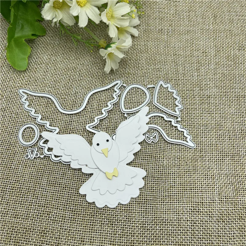 Nette 3D taube vogel Metall schneiden stirbt form Runde loch label tag Sammelalbum papier handwerk messer form klinge punch schablonen stirbt