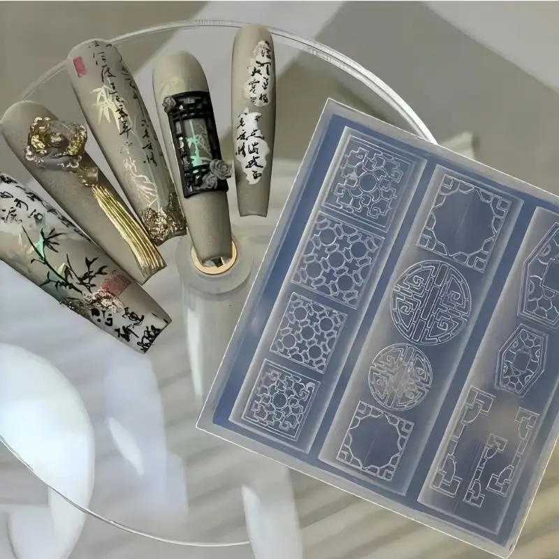 3D Silicone Nail Art Mold Chinese Style Window Design Ideal for Nail Art Hobbyists Home DIY Professional Nail Salon