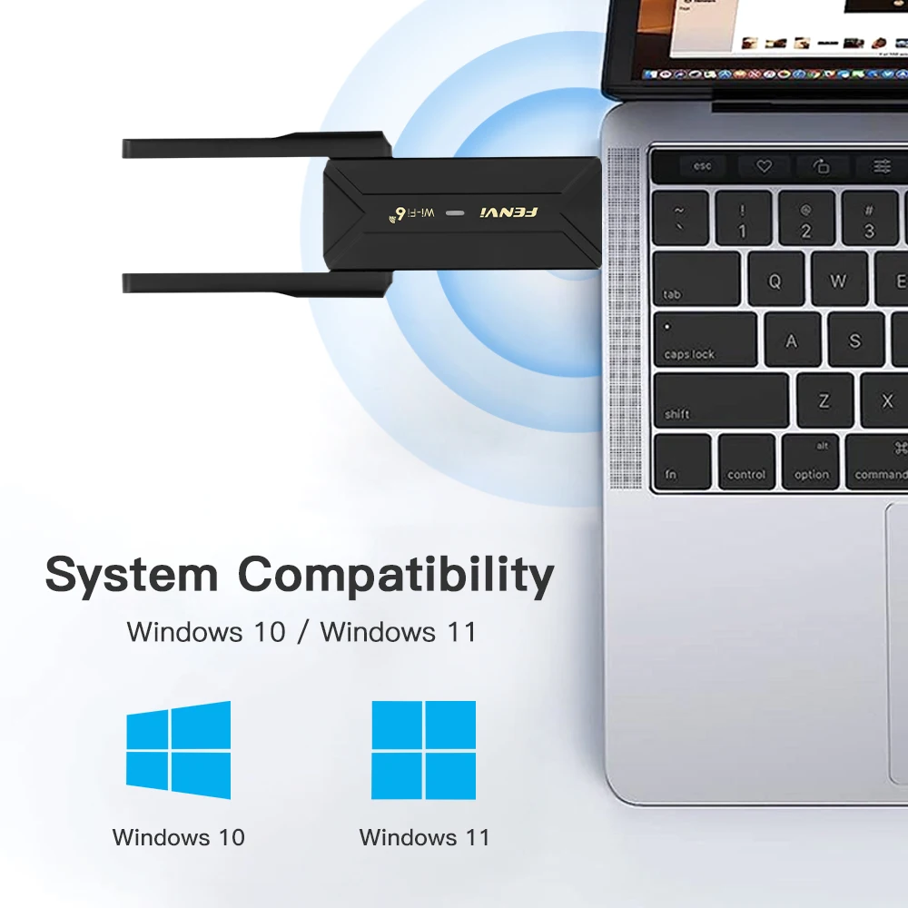 FENVI WIFI 6 AX900 BT 5.4 Dual Antenna  Adapter 2in1 Dongle Wireless Wlan External Network Card for Windows 10/11 Driver Free