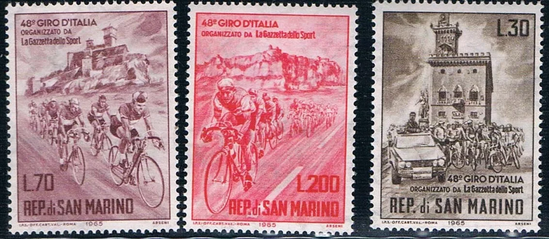 3Pcs/Set New San Marino Post Stamp 1965 Italian Cycling Race Sculpture Stamps MNH