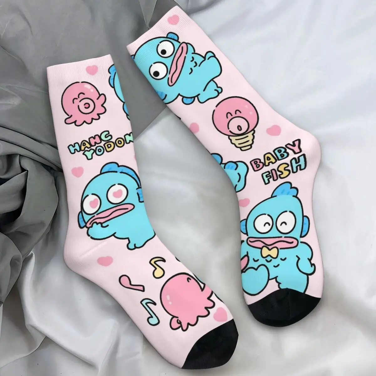 Hangyodon اليابانية شخصية كرتونية جوارب جوارب مطبوعة الشتاء عدم الانزلاق الجوارب النساء الرجال الرياضة في الهواء الطلق تنفس الجوارب