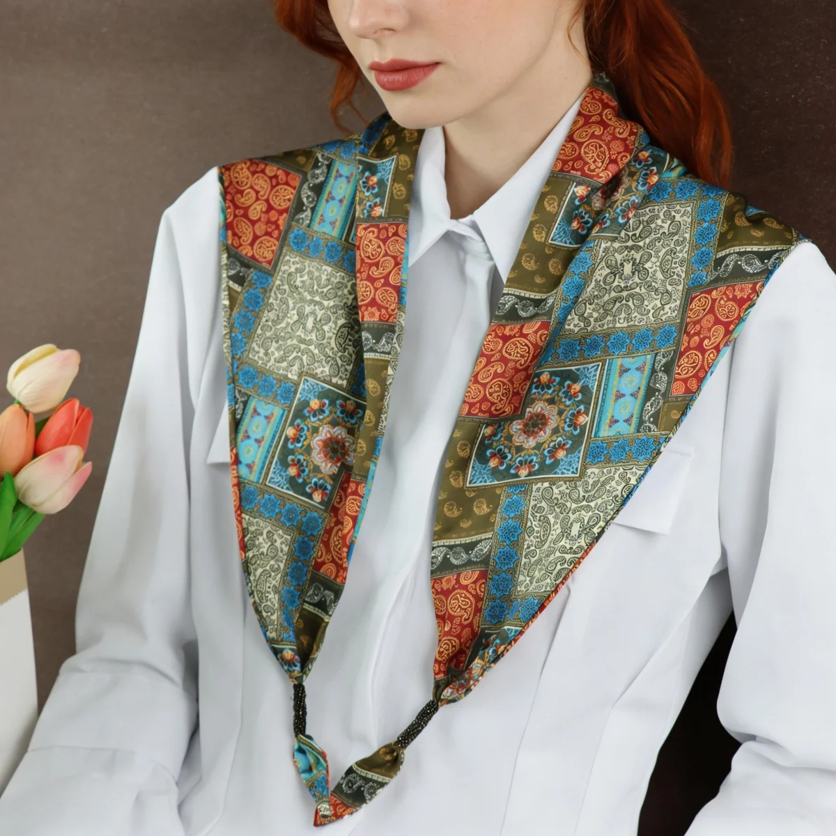Bohemian Print Scarf Triangular Headscarf Hair Accessories Multi-functional Cashew Flower Triangular Scarf Waist Summer