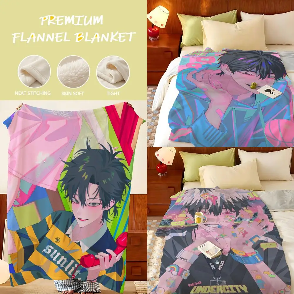 Anime L-Link C-Click Throw Flannel Throw Blanket, Lightweight Cozy, Durable Washable cute Cool