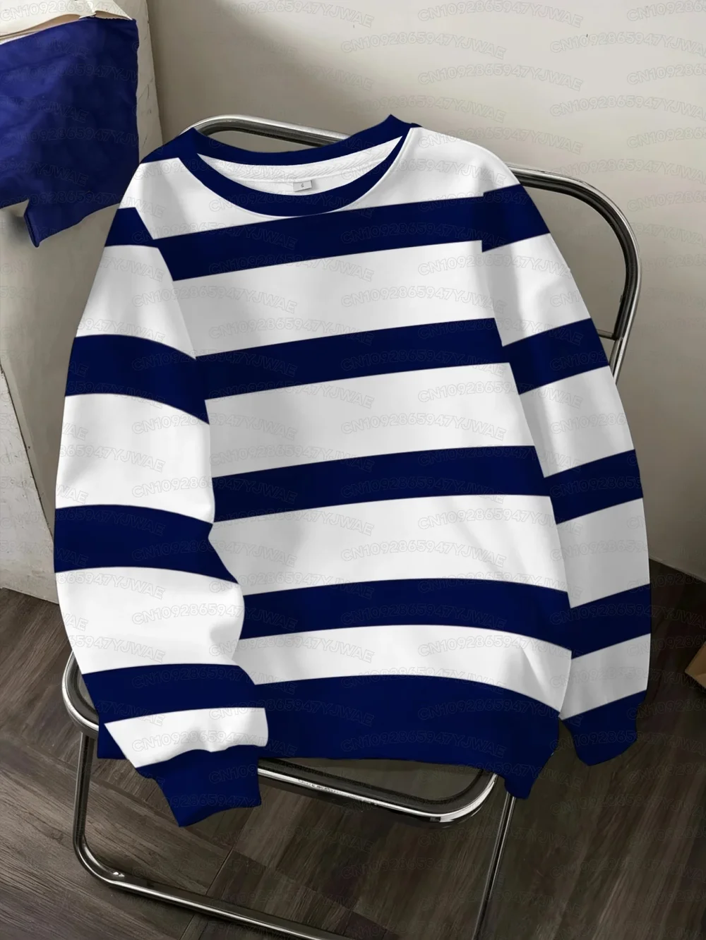 Women's Casual Pullover Sweatshirt Pink And Green Colorful Striped Pattern Korean Style Fashion Autumn Winter Pullovers