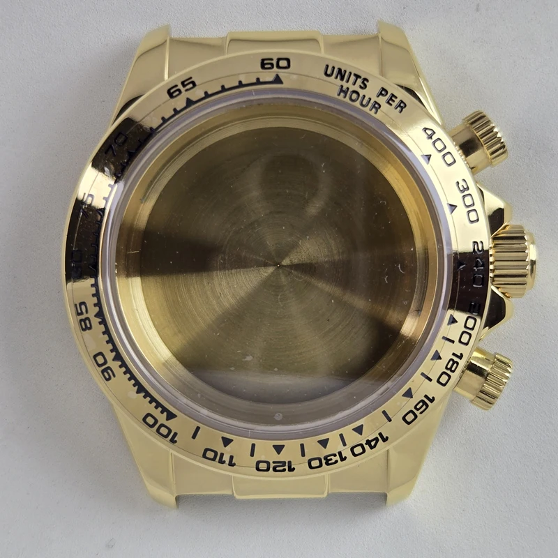 NEITON VK63 39mm Watch Case Silver/Gold With Strap Solid Stainless Steel For VK63 Watches Automatic Movement Accessory Parts image 3