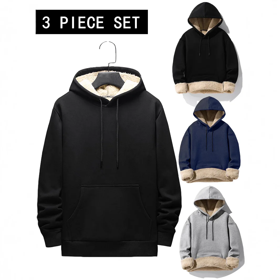 

2025 Fleece Sweater Hooded Thickened Set Lamb Fleece Sweater To Keep Warm