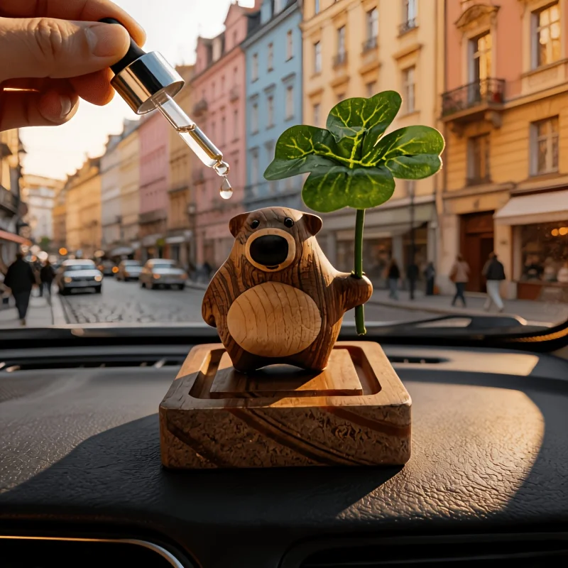 Cute Bear Aroma Diffuser Wood Creative Essential Oil Fragrance Ornament Car Home Bedroom Tea Table Decor Niche Aromatherapy