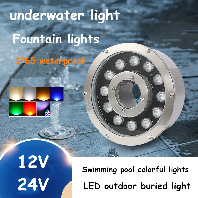 Led Fountain Lights Underwater Lighting LED Stainless Steel Swimming Pool Light Low Voltage Water Feature Light 12V24V 6w 9w 12w