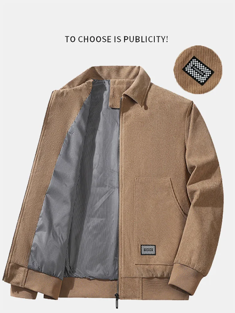 Lapel Jacket Men's Loose Casual Jacket Coat Trend 2024 New Spring And Autumn Corduroy Large Size Thin Fashion Coat