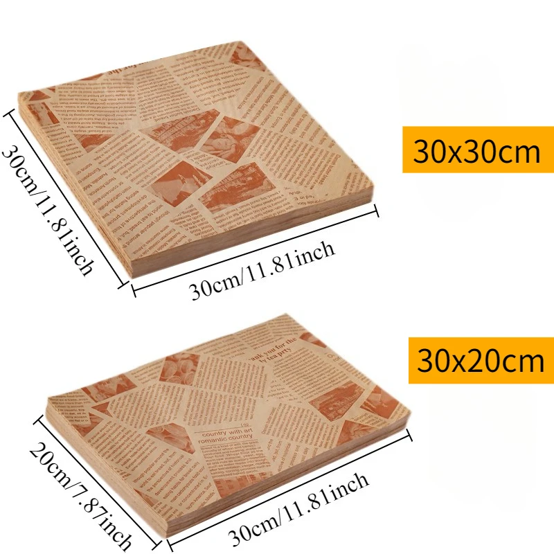 50/100PCS Brown Oil Proof Paper Used Packaging Sandwich Packaging Hamburgers Bread Fried Foods Air Fryers Oven Accessories