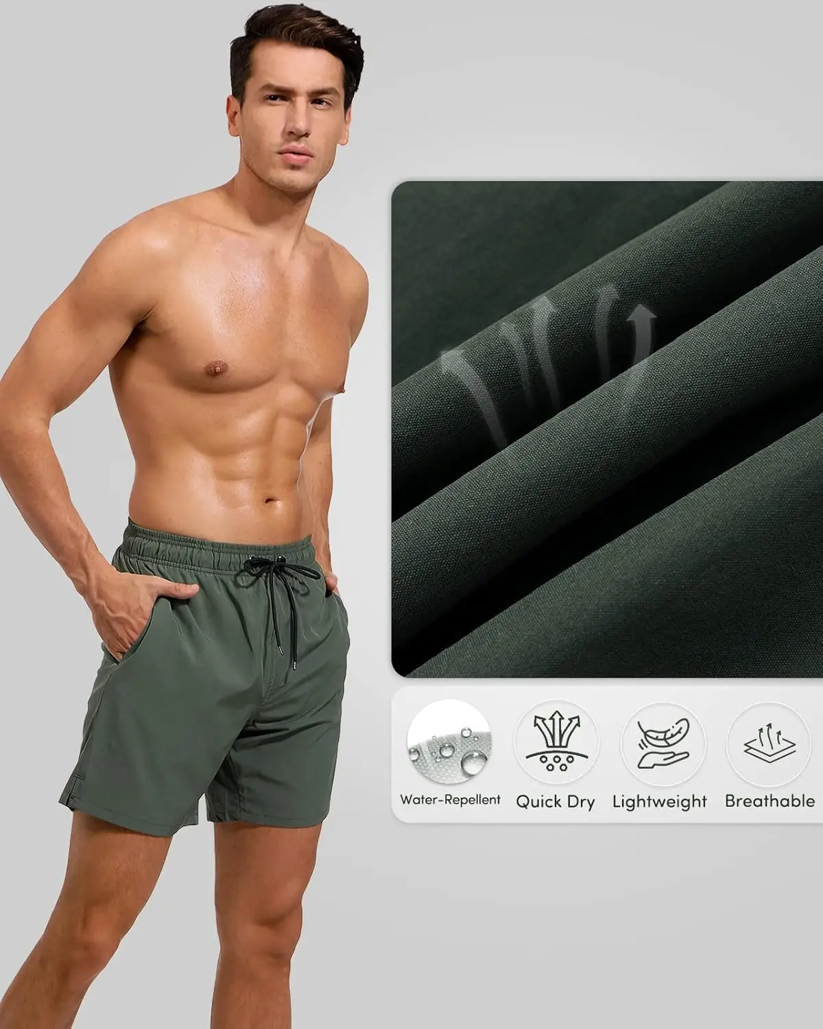 압축 라이너 지퍼 포켓 운동이 포함된 Adorel 남성용 런닝 반바지 2 in 1