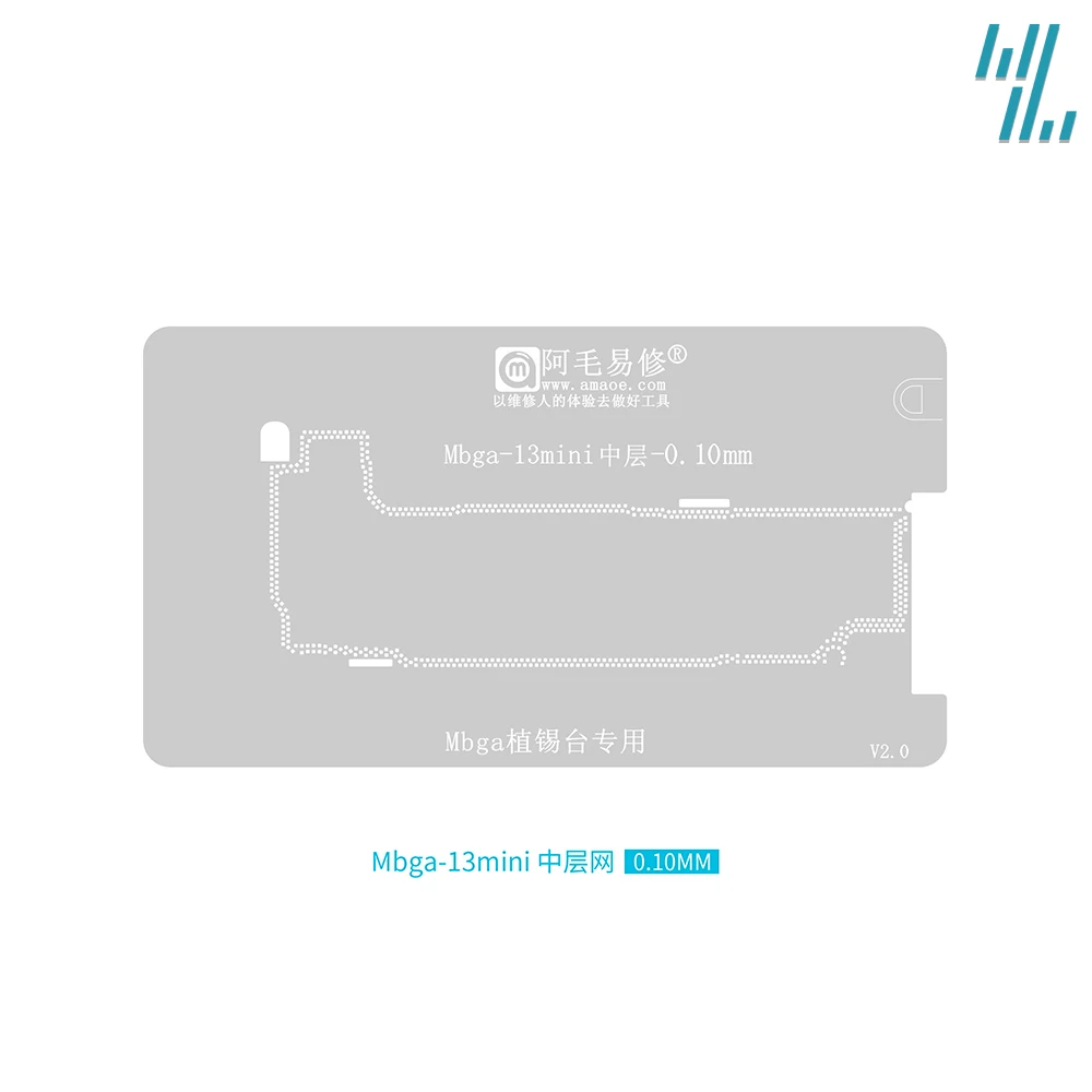 Plantilla de Reballing para IPhone12-13/Mini/Pro/Max, placa base central Mbga de 0,1 MM/0,12 MM